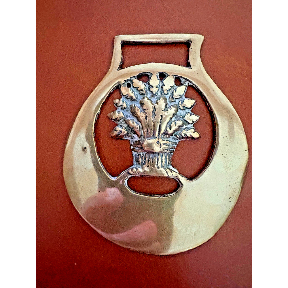 Vintage Horse Harness Medallion Ornament Brass Equestrian Jewelry Wheatsheaf UK